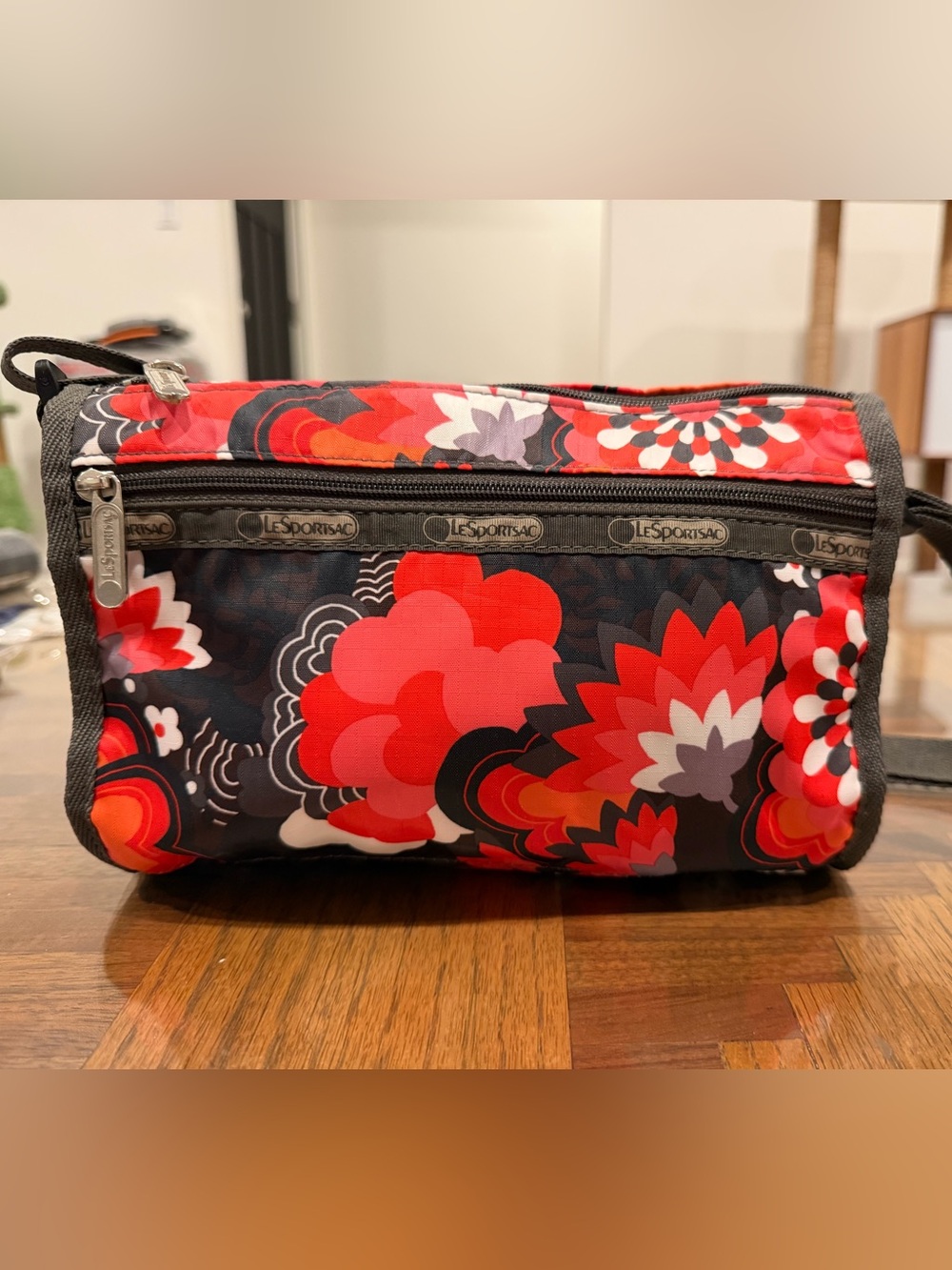 LeSportsac Red Black Floral small crossbody bag